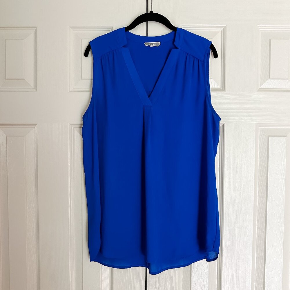 Pleione Cobalt V-Neck Sleeveless Blouse